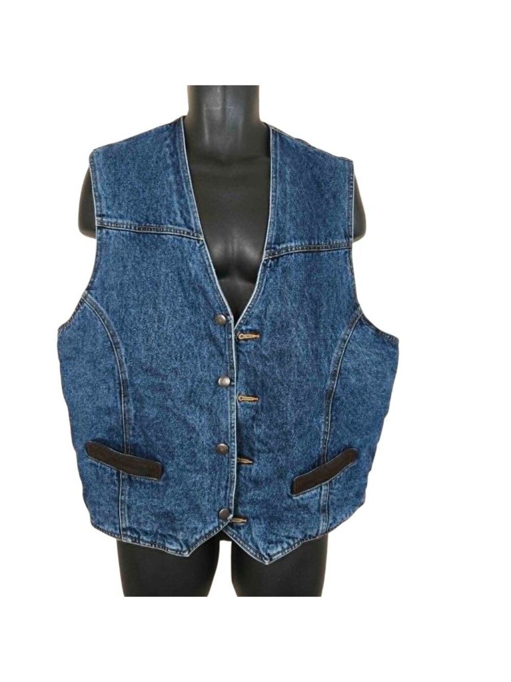 Vintage Wrangler Mens XXL Denim Western Vest Suede Trim Flannel Blanket Lined